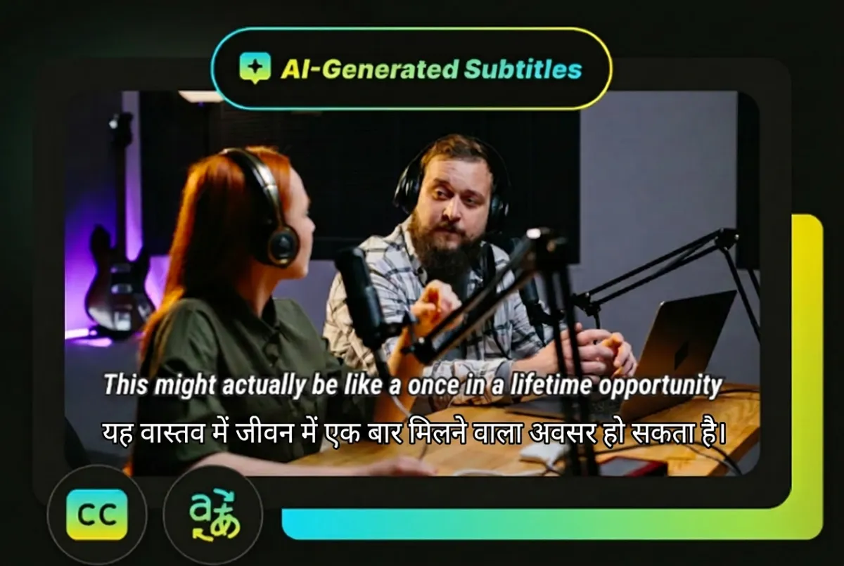 Bilingual subtitles combining Hindi with another language